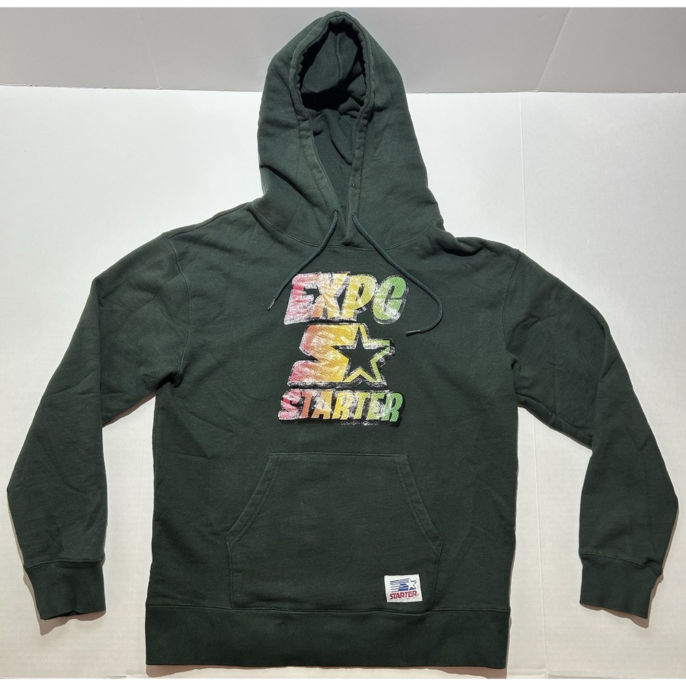 Starter EXPG Hoodie Black Pullover Pocket Y2K Casual Long Sleeve Size Large